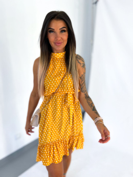 Bawełniana sukienka w groszki BRUNI | słonecznikowy m/l xl/xxl