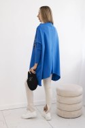 Bluza oversize z asymetrycznymi bokami chabrowa