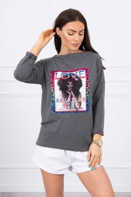 Bluzka z grafiką American Girl grafitowa S/M - L/XL