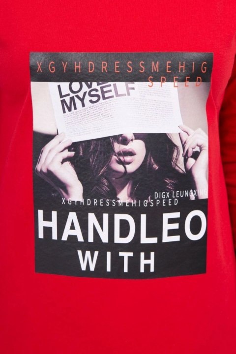 Sukienka z nadrukiem Handle with czerwona