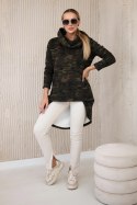 Bluza z długim tyłem moro khaki+zielony