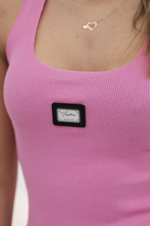 Bluzka prążkowana z blaszką różowa