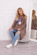 Bluzka z nadrukiem oversize mocca