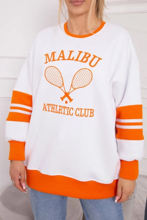 Bluza ocieplana Malibu biały+pomarańczowy