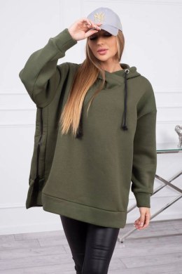 Bluza ocieplana z suwakiem na boku khaki