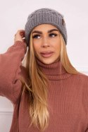 Czapka z polarem Alice K248 szary+biały