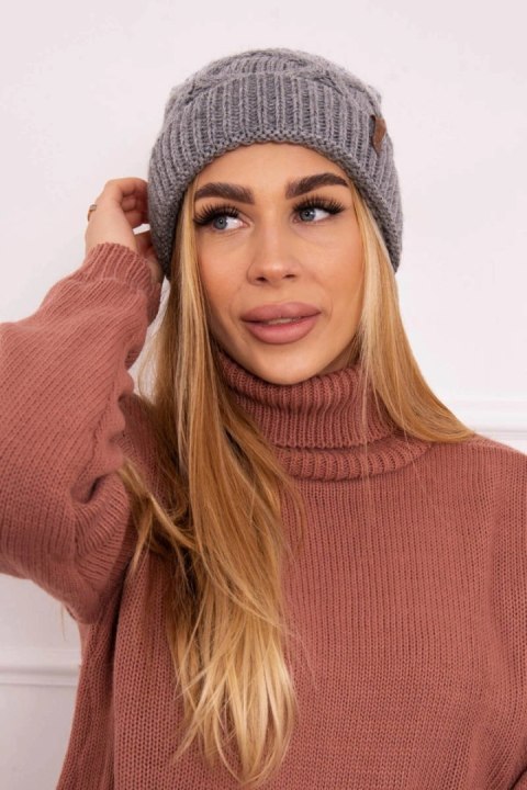 Czapka z polarem Alice K248 szary+biały