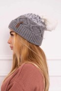 Czapka z polarem Alice K248 szary+biały