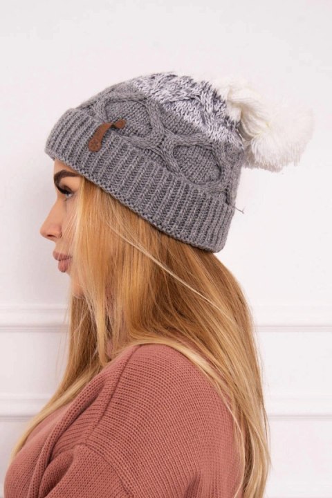 Czapka z polarem Alice K248 szary+biały