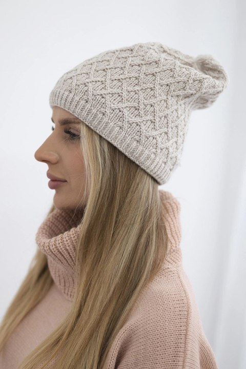 Czapka z polarem Kratka K204 beżowa