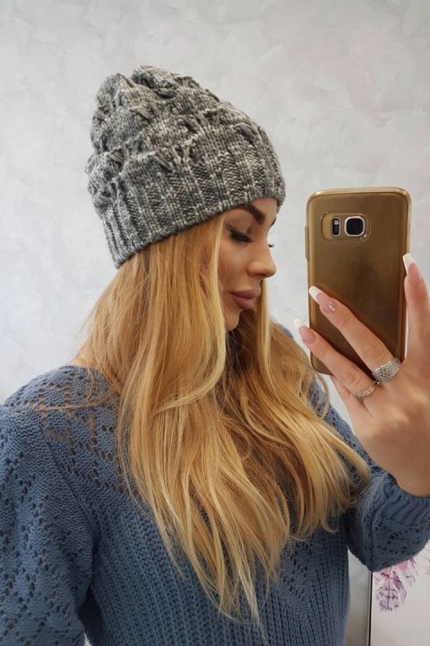 Czapka z polarem Roksana K209 ciemno szara