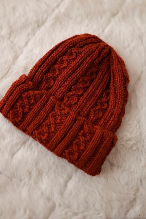 Czapka z wywinięciem Marzena K206 ruda