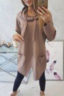 Tunika z kopertowym przodem Oversize mocca