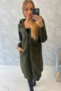 Bluza ocieplana długa z kapturem khaki