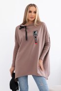 Bluza oversize z asymetrycznymi bokami mocca