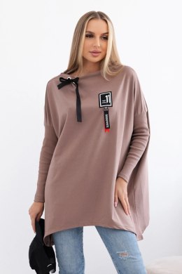 Bluza oversize z asymetrycznymi bokami mocca