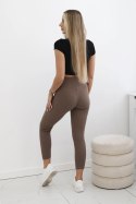 Legginsy w prążek z wysokim stanem mocca