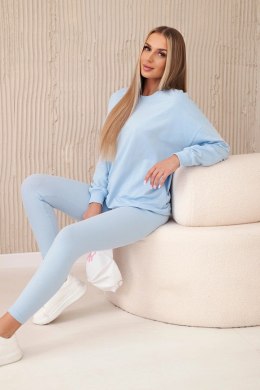 Komplet bawełniany bluza + legginsy niebieski