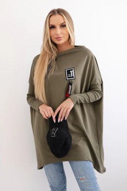 Bluza oversize z asymetrycznymi bokami khaki