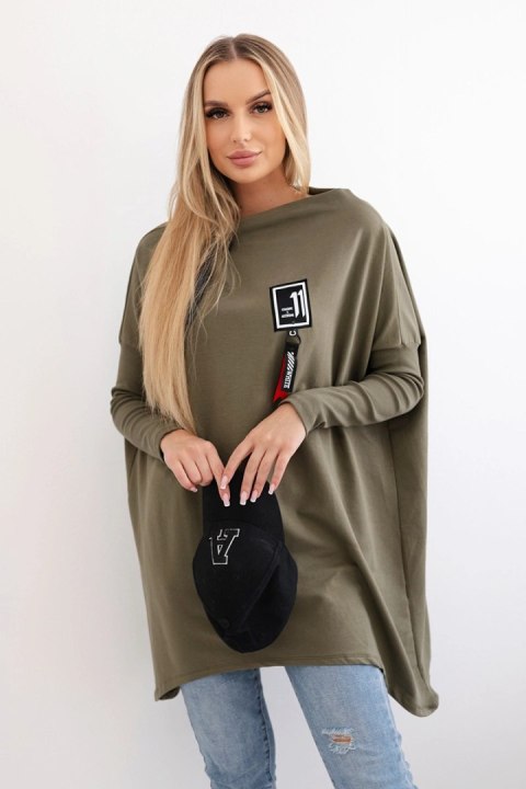 Bluza oversize z asymetrycznymi bokami khaki