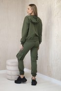 Komplet 3 w 1 bluza + top + spodnie khaki