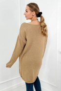 Sweter z naszyjnikiem camelowy