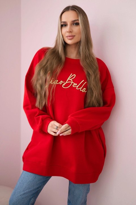 Bluza ocieplana z napisem Ciao Bella czerwona