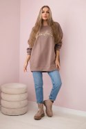 Bluza ocieplana z napisem Ciao Bella mocca