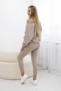 Komplet 3-częściowy bluza + top + legginsy ciemny beżowy