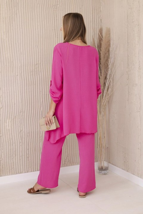 Komplet bluzka + spodnie z wisiorkiem różowy