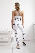 Komplet fitness top + legginsy push up biały