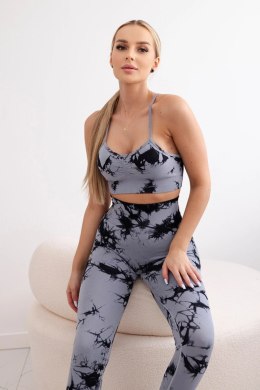 Komplet fitness top z regulowanymi ramiączkami + legginsy push up szary