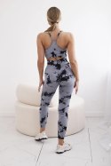 Komplet fitness top z regulowanymi ramiączkami + legginsy push up szary