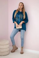 Bluza wiskozowa plus size Love morska