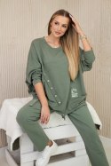 Komplet bawełniany oversize bluza + spodnie khaki