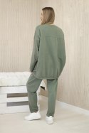 Komplet bawełniany oversize bluza + spodnie khaki