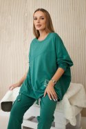 Komplet bawełniany oversize bluza + spodnie zielony