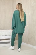 Komplet bawełniany oversize bluza + spodnie zielony