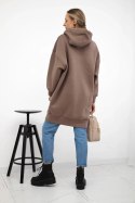 Bluza ocieplana z haftowanym napisem oversize mocca