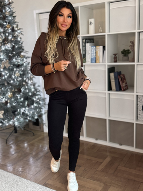 Spodnie bawełniane z obszyciem przy kieszeniach czarne