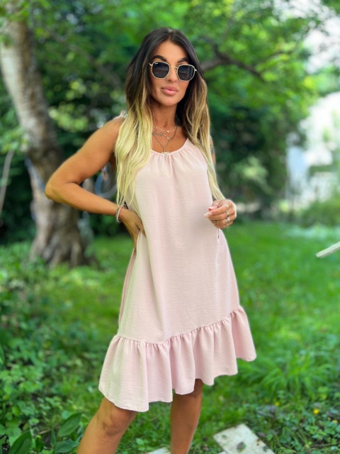 Sukienka oversize CANDY | blady róż | one size