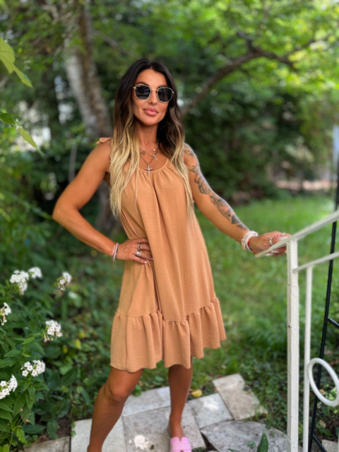 Sukienka oversize CANDY | camel | one size