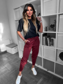 Sportowe Spodnie MICHAEL | z kieszeniami | szeroki ściągacz na nogawce | bordo | ONE SIZE