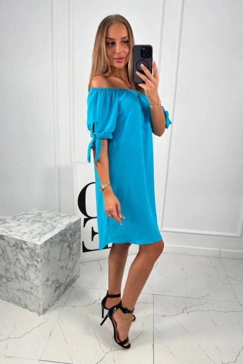Sukienka wiązana na rękawach turkusowa