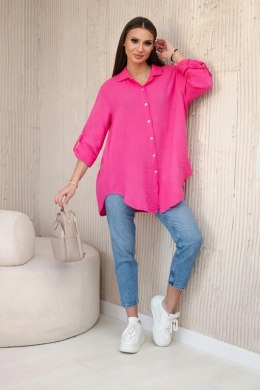 Koszula bawełniana muślinowa oversize różowa