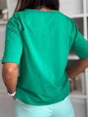 T-shirt bawełniany ASTON | zieleń | okrągły dekolt |oversize | 100 % bawełna
