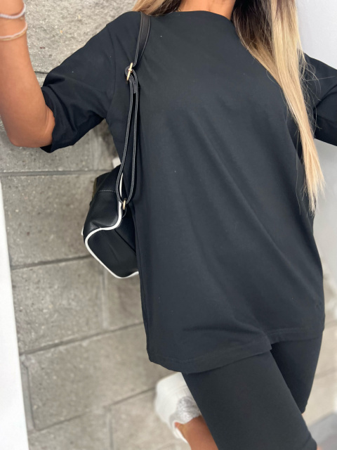 Bawełniany komplet ROSS | czerń | t-shirt+krótkie spodenki | rozmiar uniwersalny