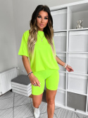 Bawełniany komplet ROSS | neon acid | t-shirt+krótkie spodenki | rozmiar uniwersalny