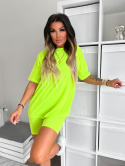Bawełniany komplet ROSS | neon acid | t-shirt+krótkie spodenki | rozmiar uniwersalny