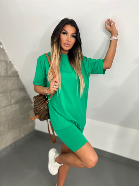 Bawełniany komplet ROSS | zieleń | t-shirt+krótkie spodenki | rozmiar uniwersalny